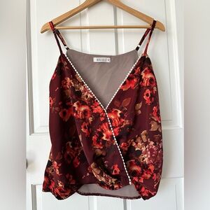 NEW! Wanderlux Burgundy Floral Satin Cami Top Romantic Glam Goth Size M